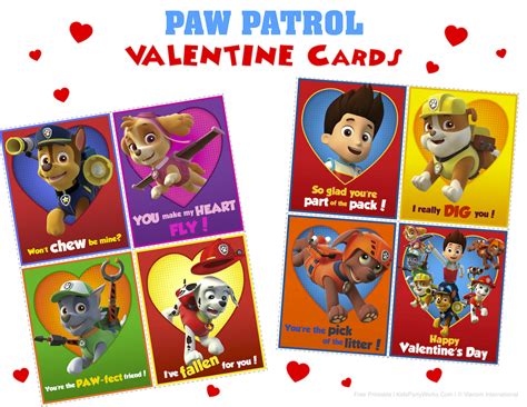 Printable Paw Patrol Valentines